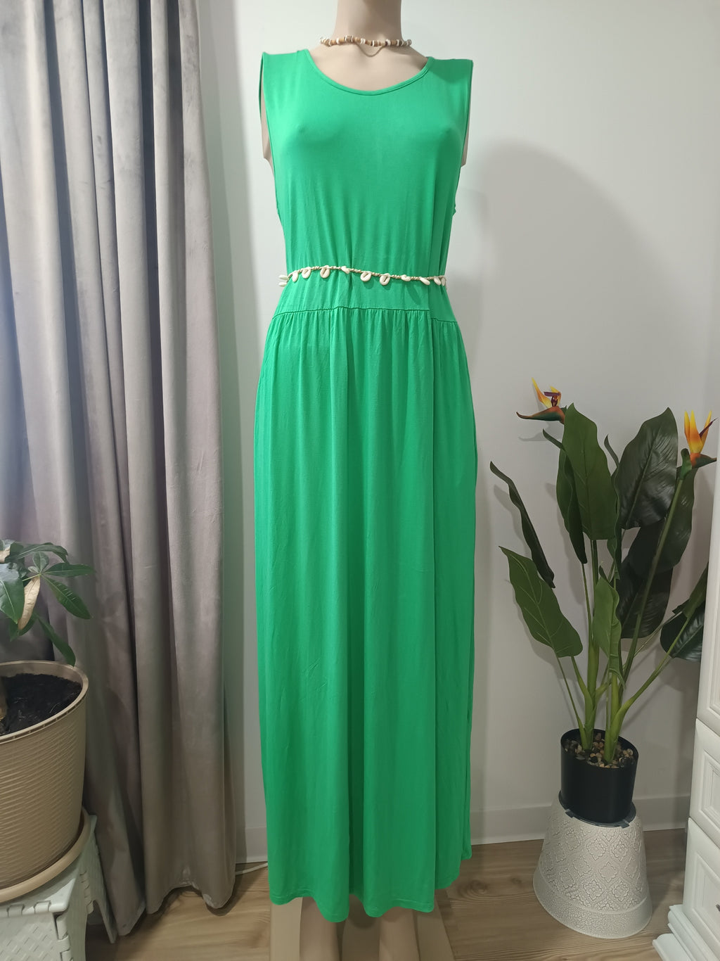 Rochie maxi verde Limited față