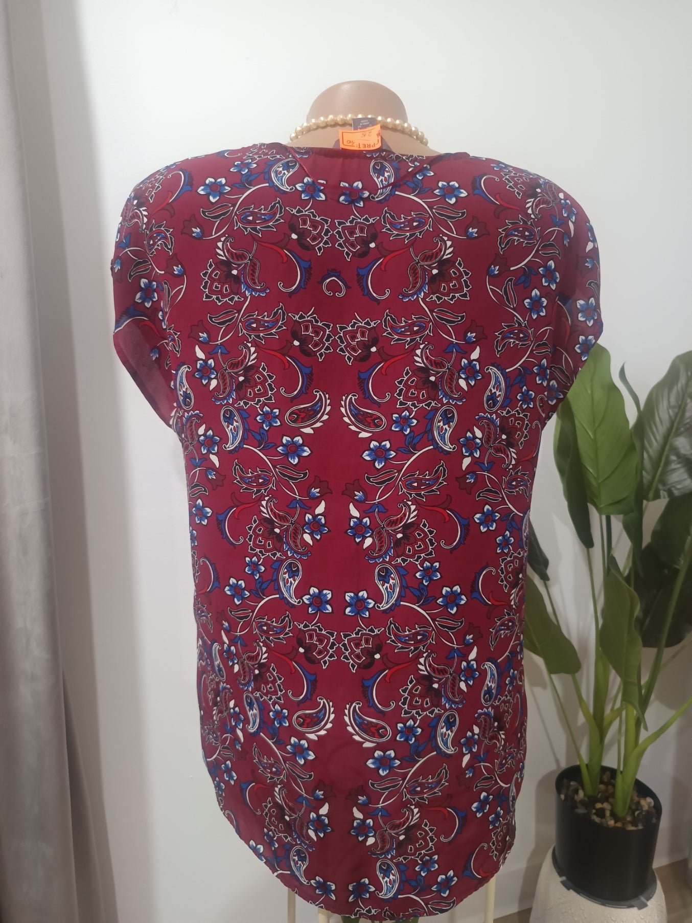 Bluză vișinie paisley Primark spate