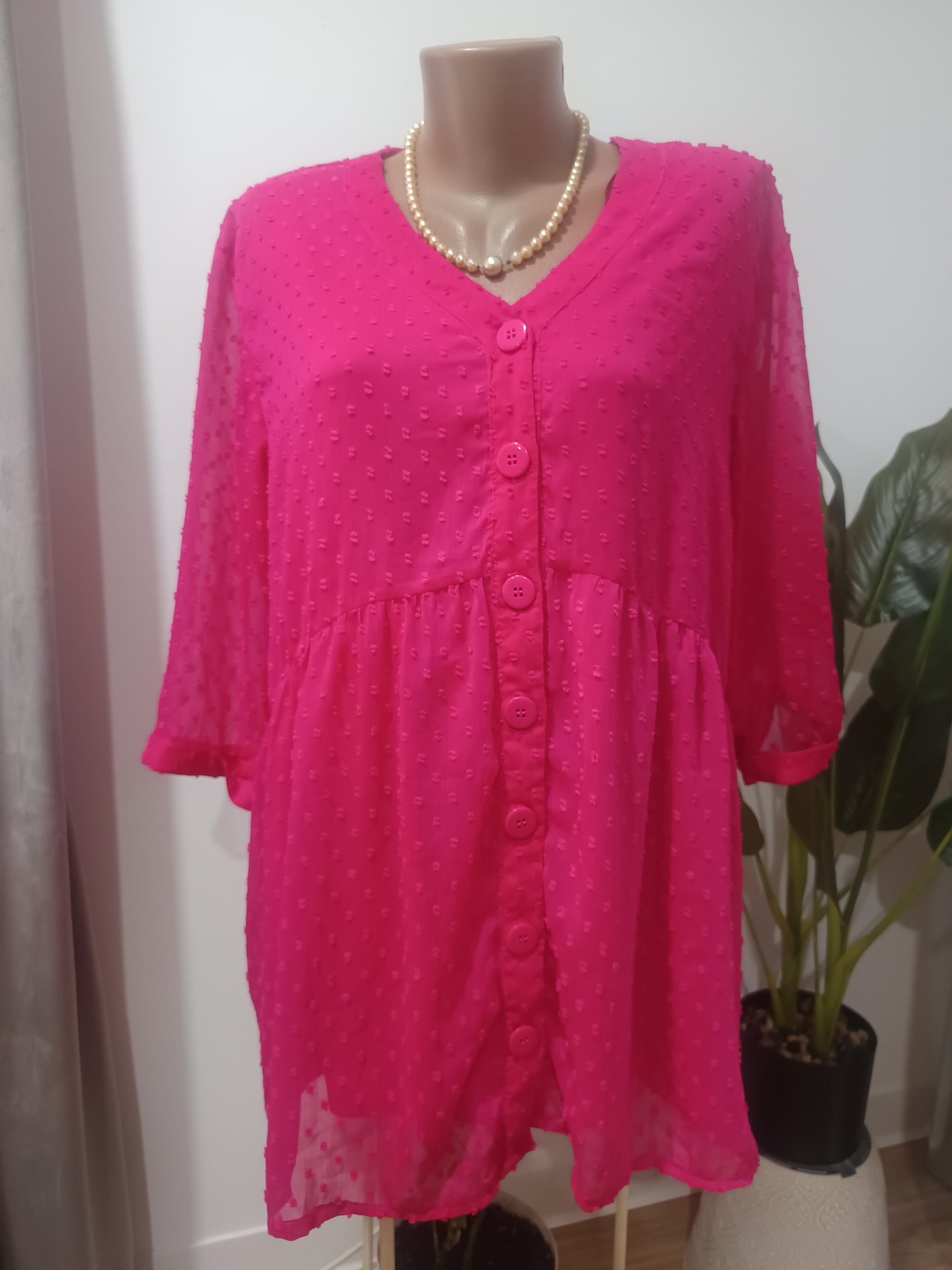 Bluză fuchsia dobby Dunnes față