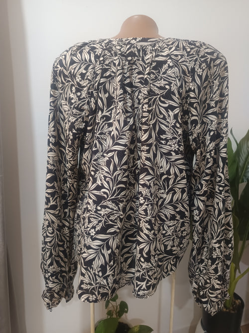 Bluză neagră botanică H&M spate