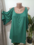 Top verde cold-shoulder Yonis față