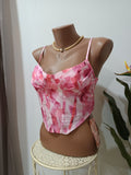 Top corset roz floral Shein față