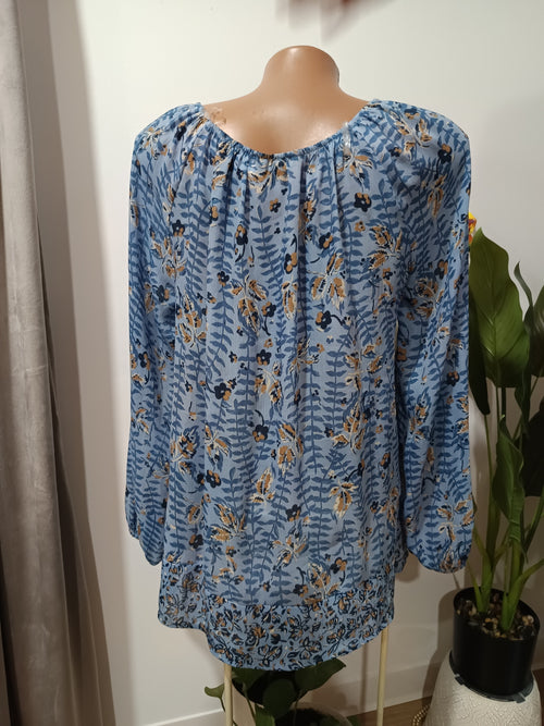 Bluză albastră boho botanic Chaps spate