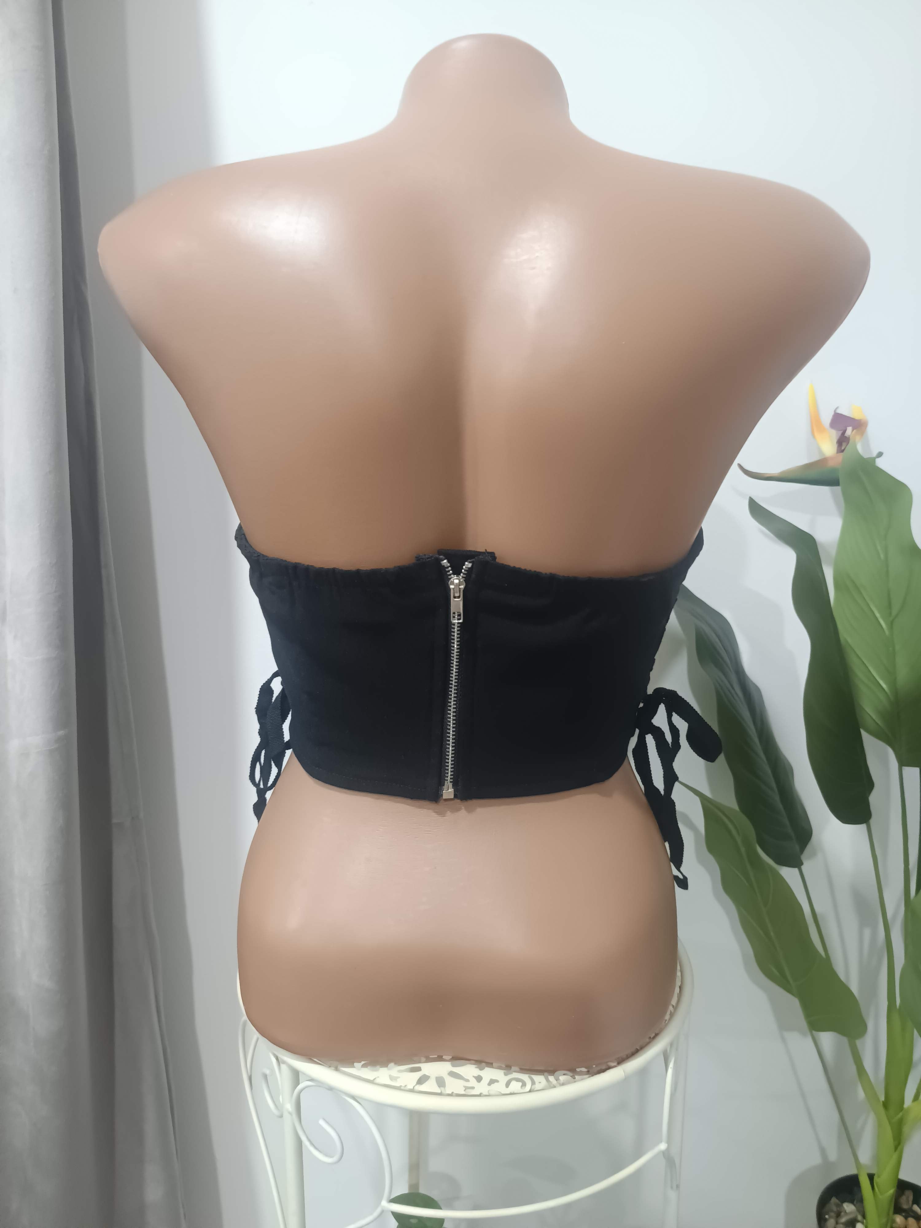 Corset bustier negru Pink Vanilla - spate