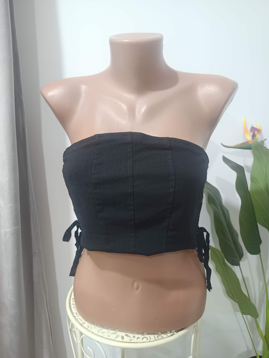 Corset bustier negru Pink Vanilla - față