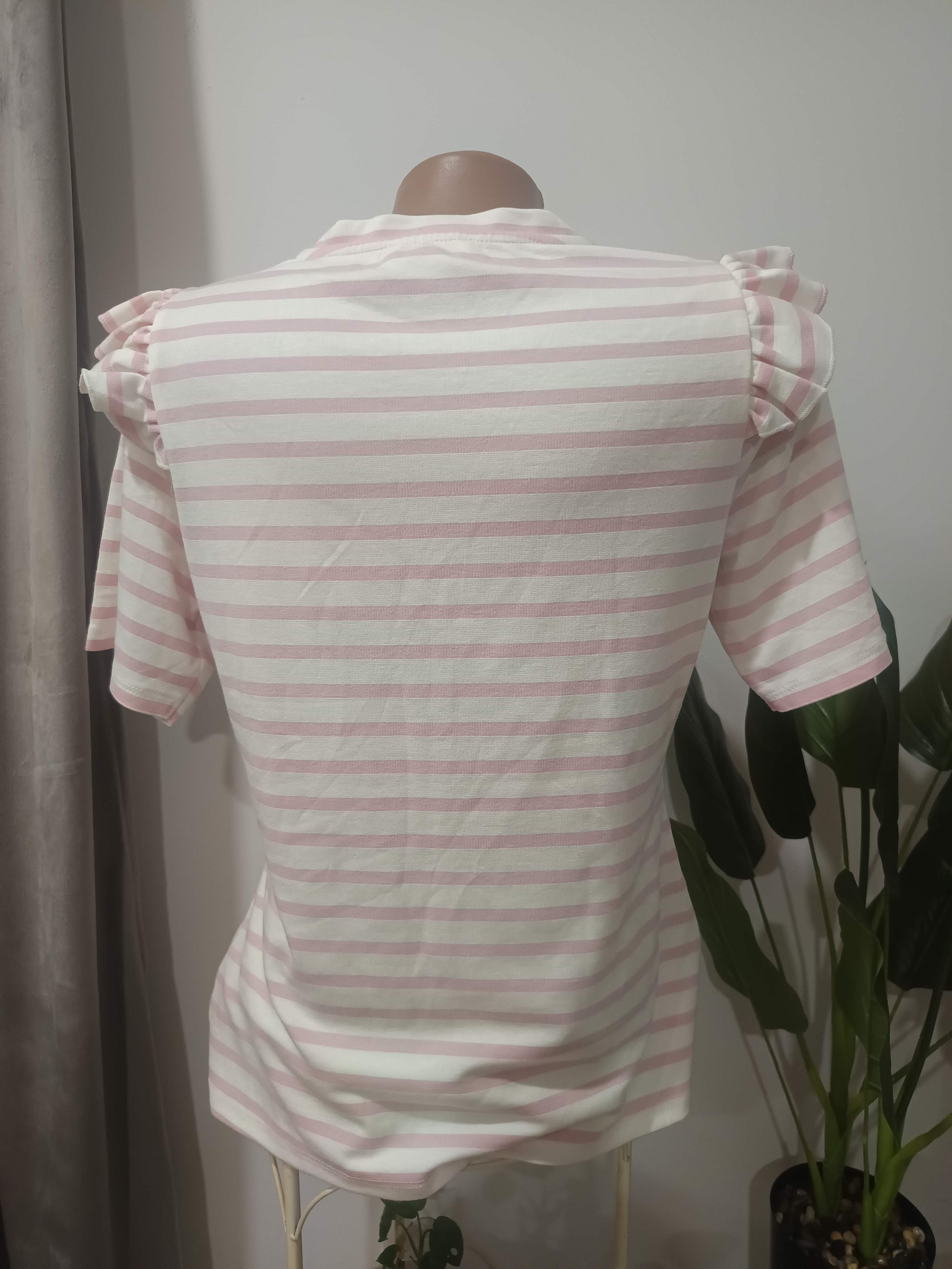Tricou dungat roz-alb Savida cu perle - spate