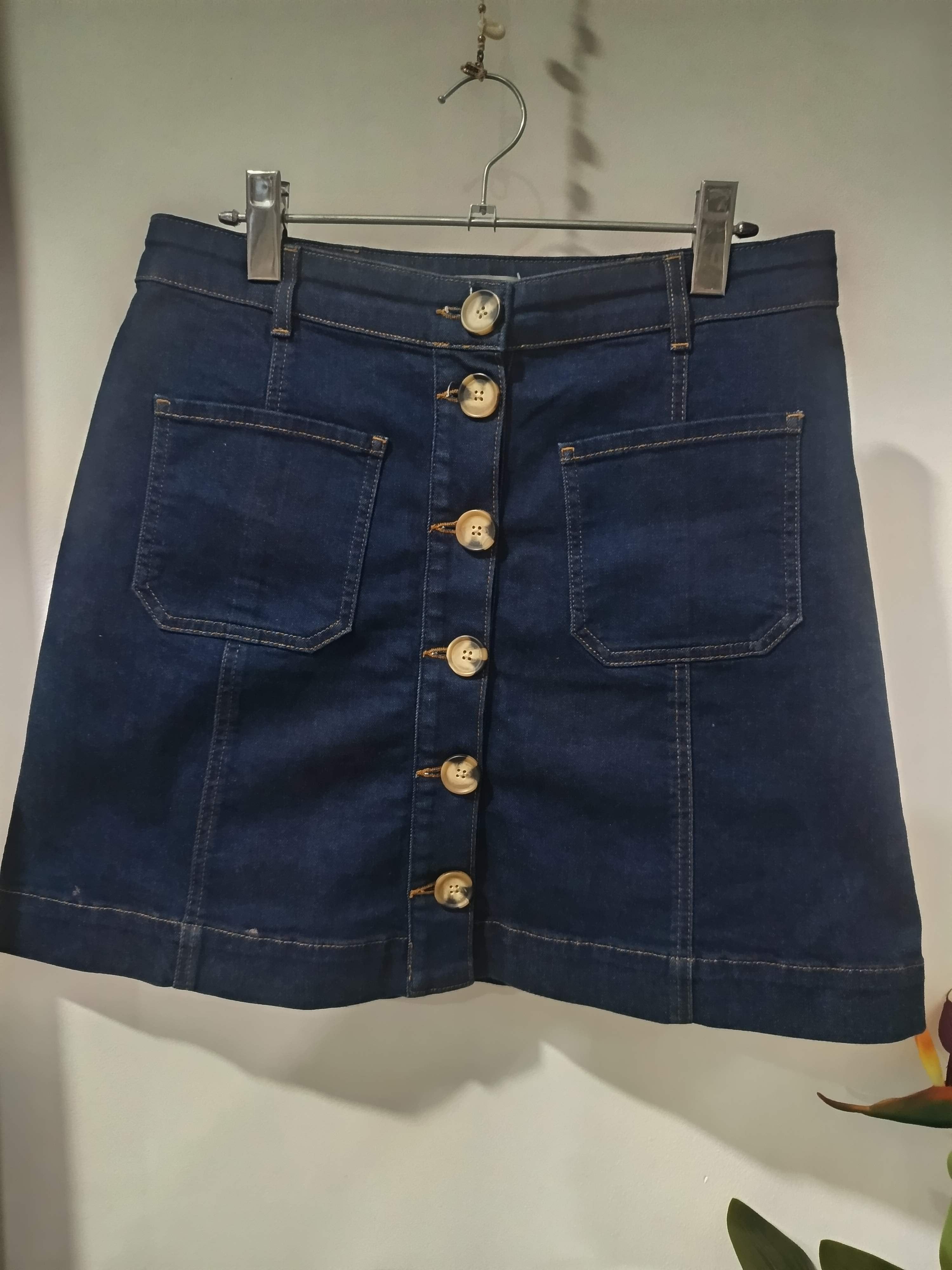 Fustă mini denim Oasis cu nasturi - față
