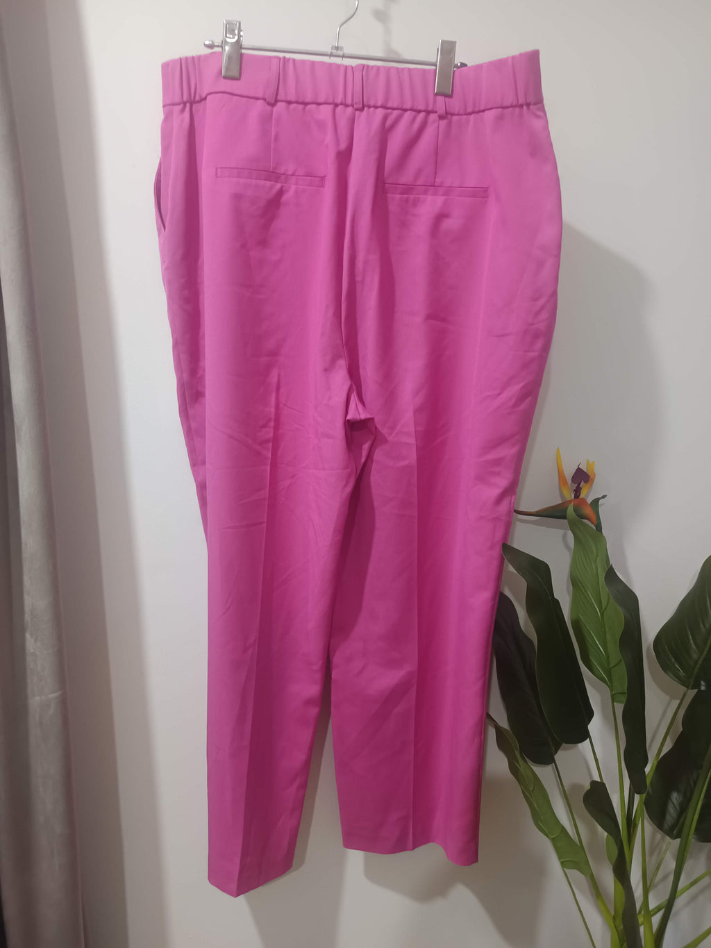 Pantaloni wide-leg roz fuchsia Dunnes - spate