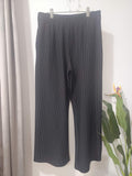 Pantaloni wide-leg pinstripe negru F&F - față
