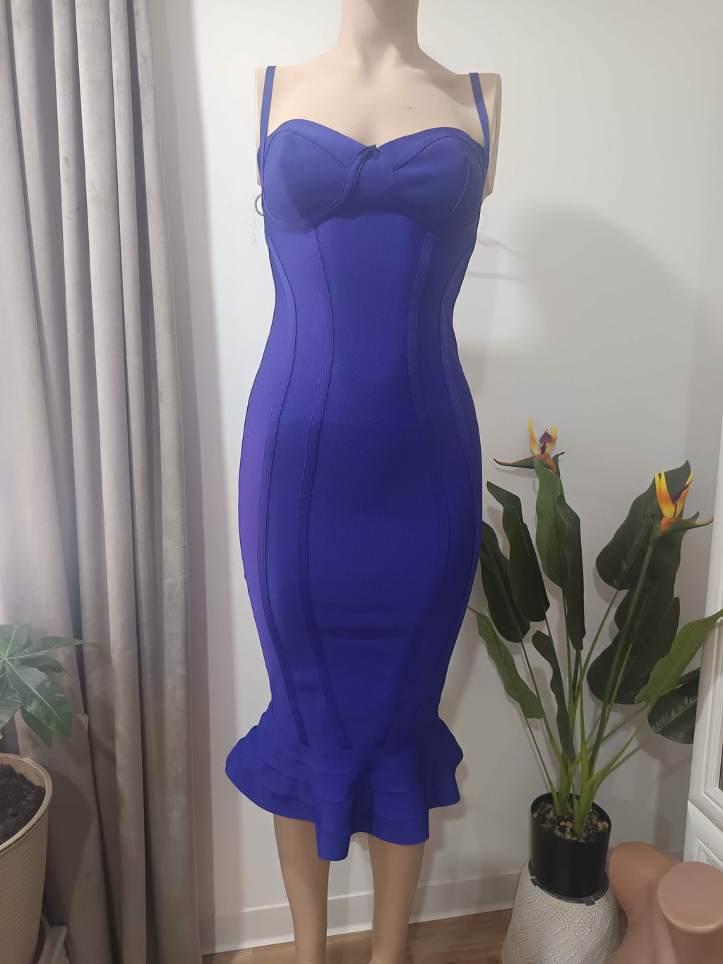 Rochie bandage albastru cobalt Boohoo - față