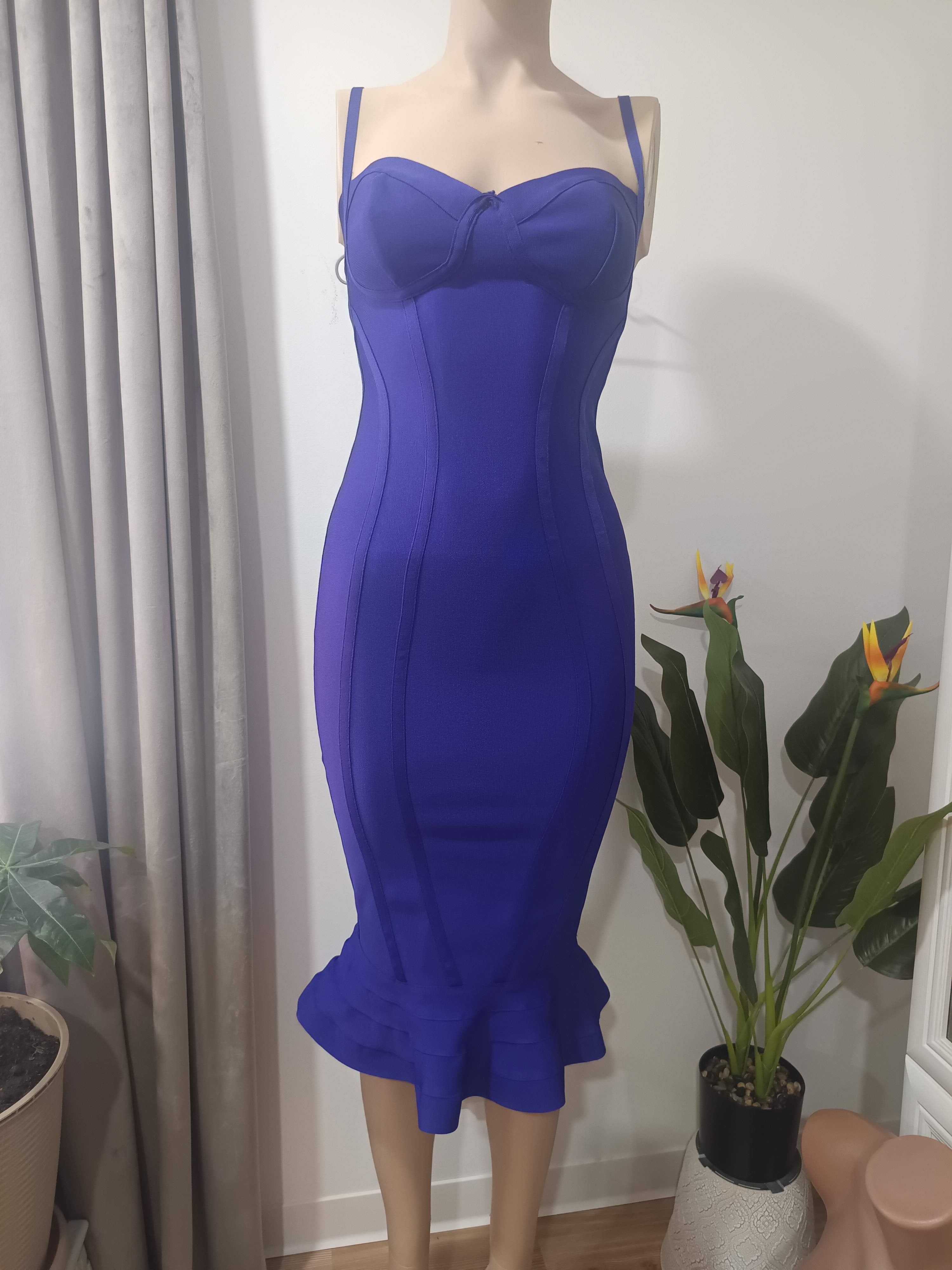 Rochie bandage albastru cobalt Boohoo - față