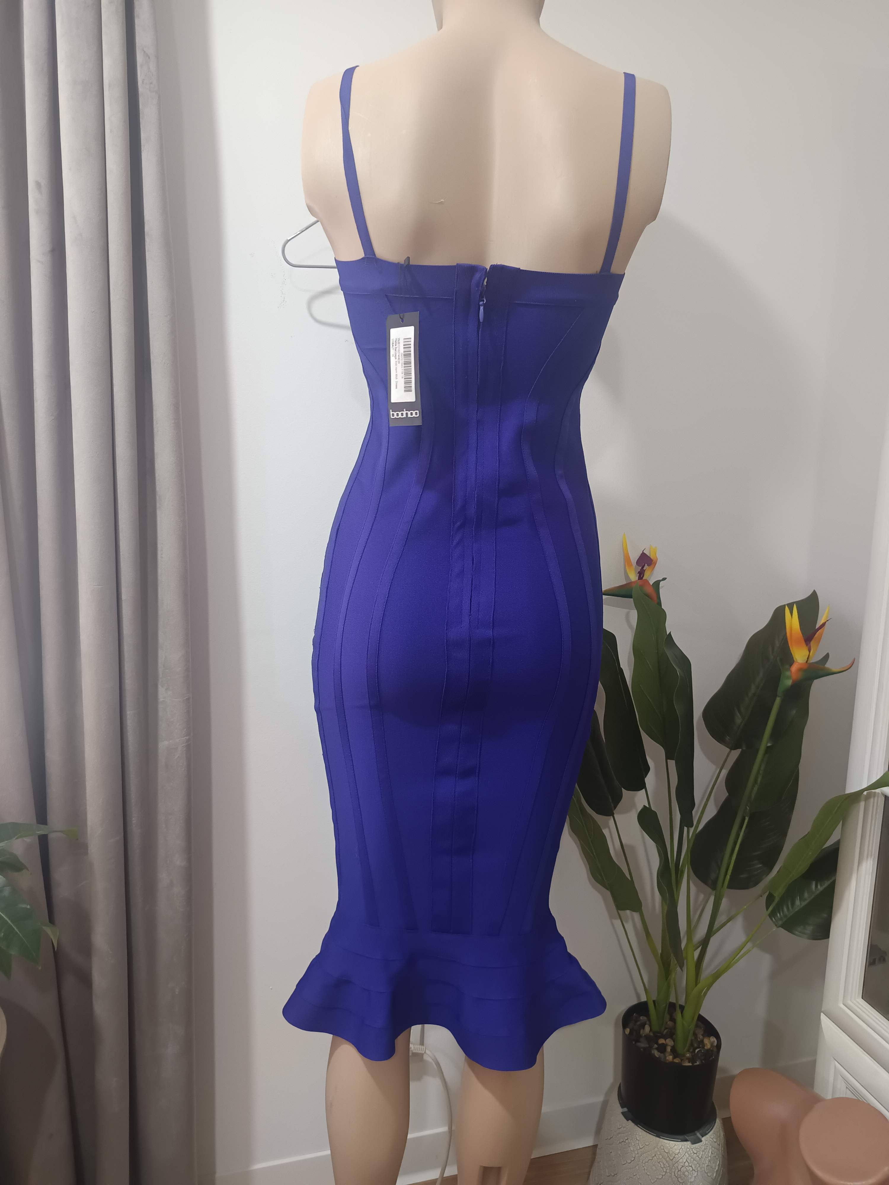 Rochie bandage albastru cobalt Boohoo - spate