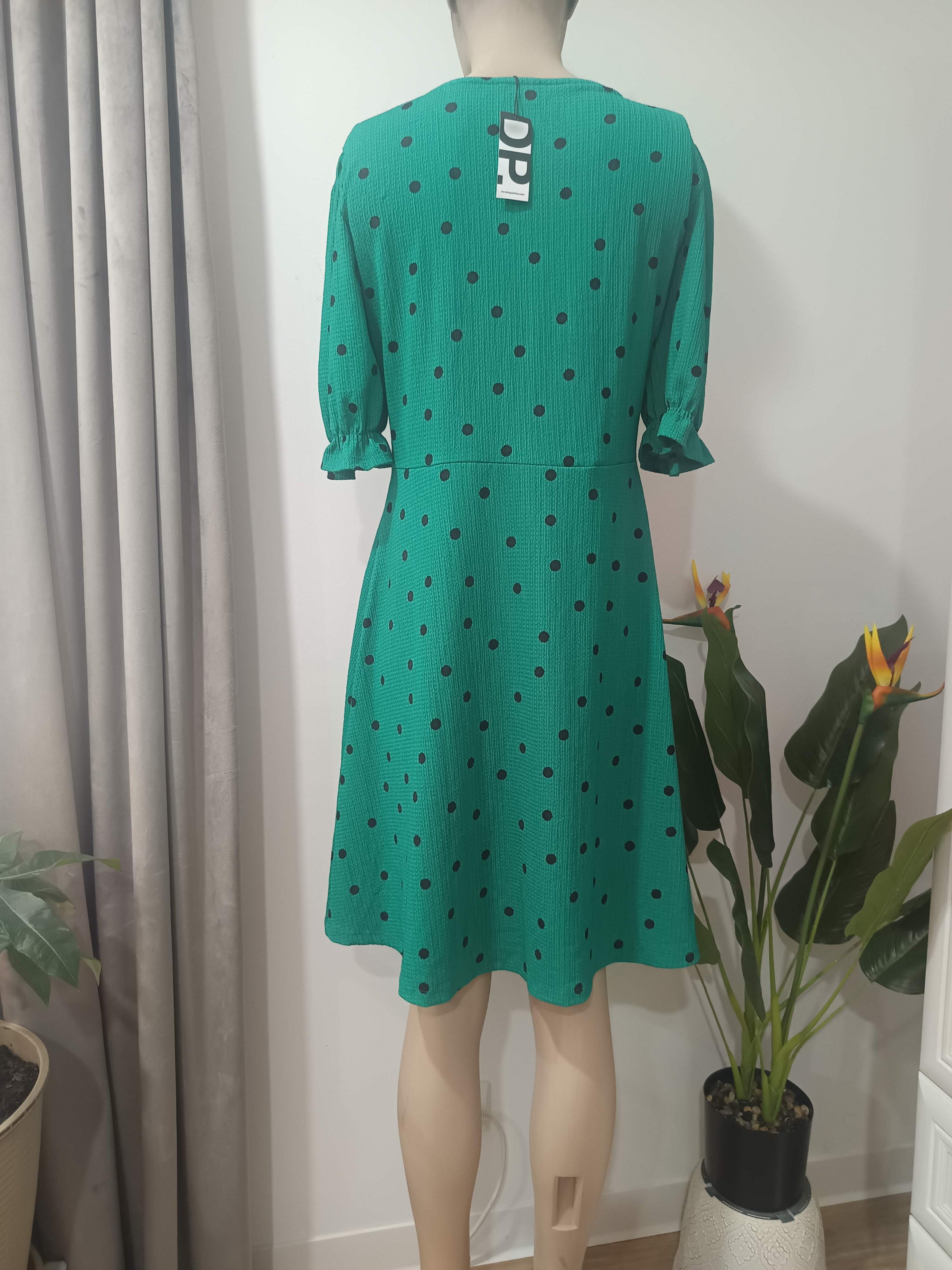 Rochie midi verde smarald buline DP - spate