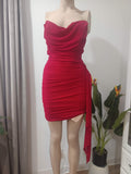 Rochie mini roșie strapless ruched Shein - față
