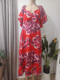 Rochie maxi florală roșu vișiniu Wallis - față