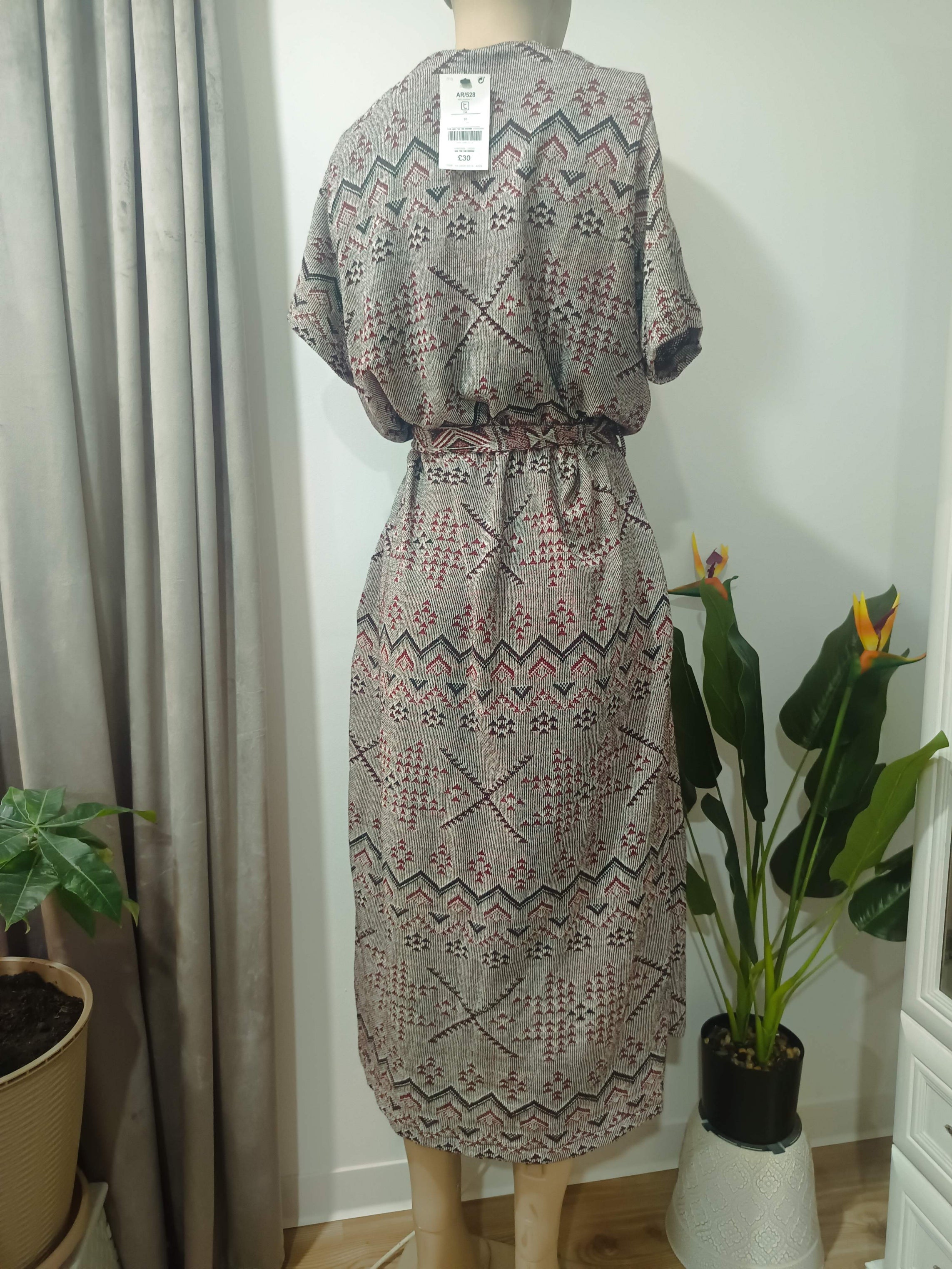 Rochie midi print aztec bej-maro Next - spate