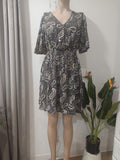 Rochie midi paisley negru-alb DP - față