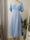 Rochie midi albastru cer crinkle Nobody's Child - față