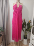 Rochie maxi dantelă roz fuchsia Dorothy Perkins - față