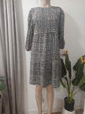 Rochie midi print pătrate negru-alb George - față