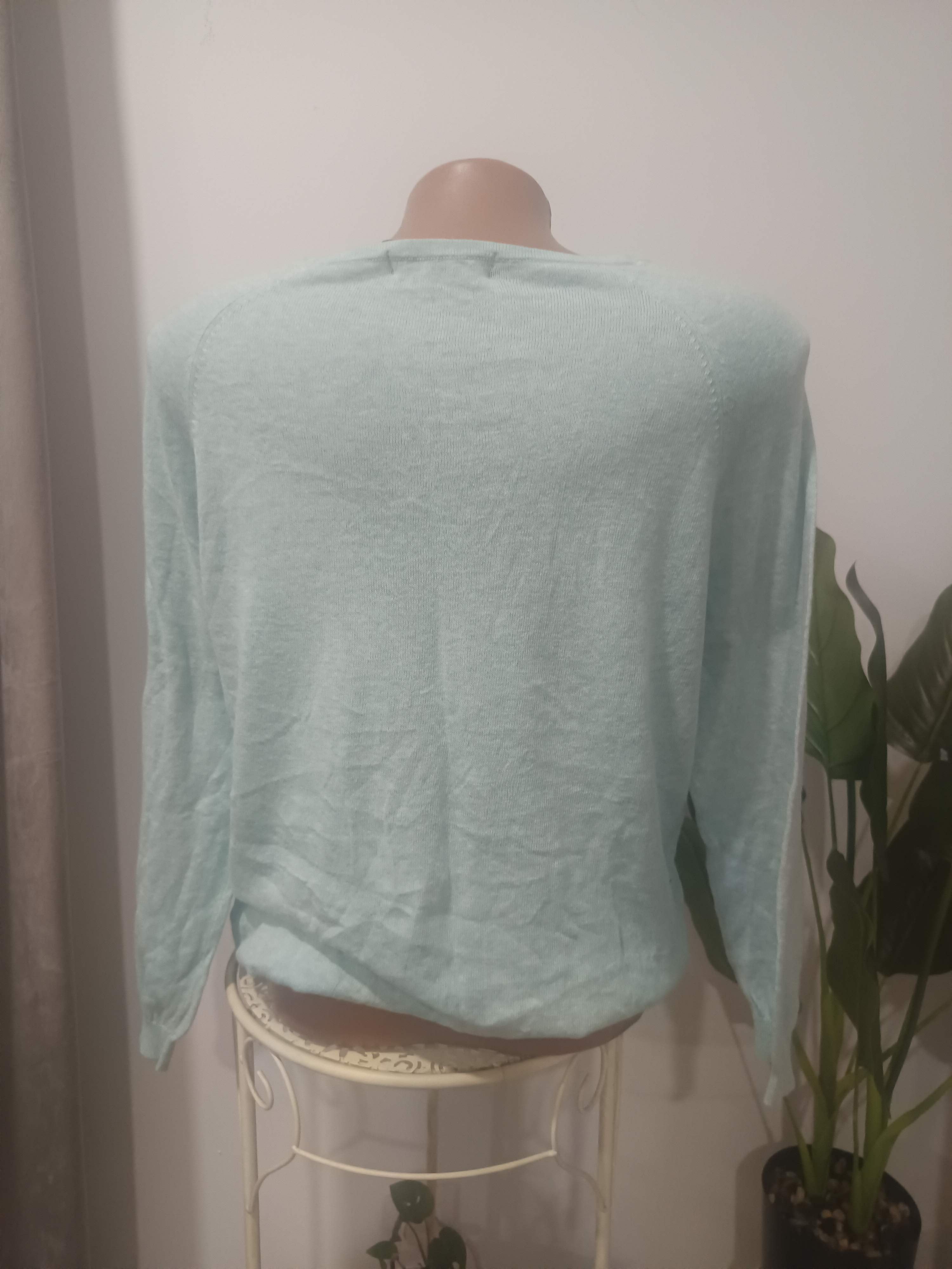 Pulover fin verde mentă dantelă M&S - spate