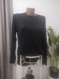 Top negru mâneci lungi Boohoo - față