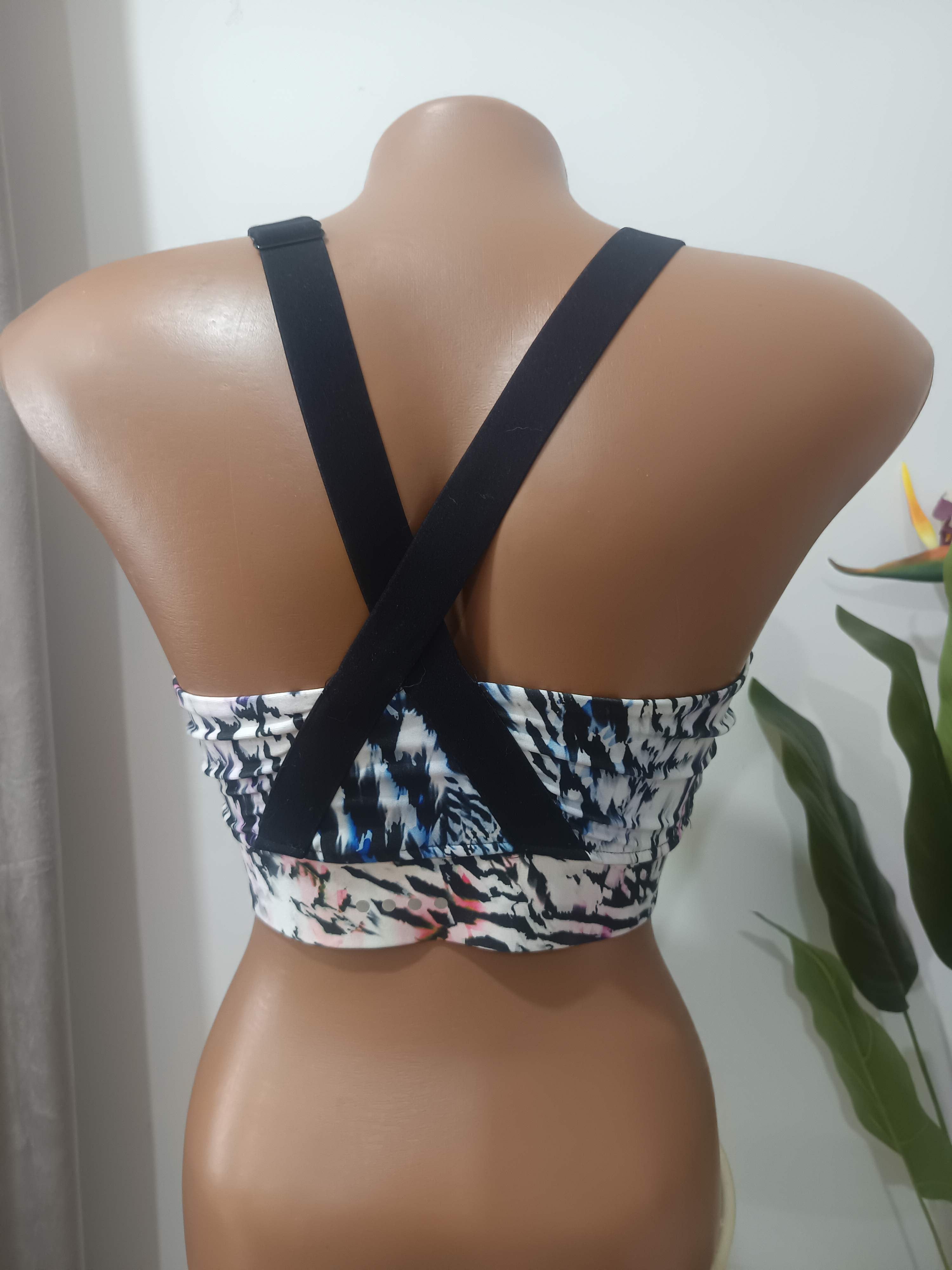 Bustieră sport print zebra bretele încrucișate - spate