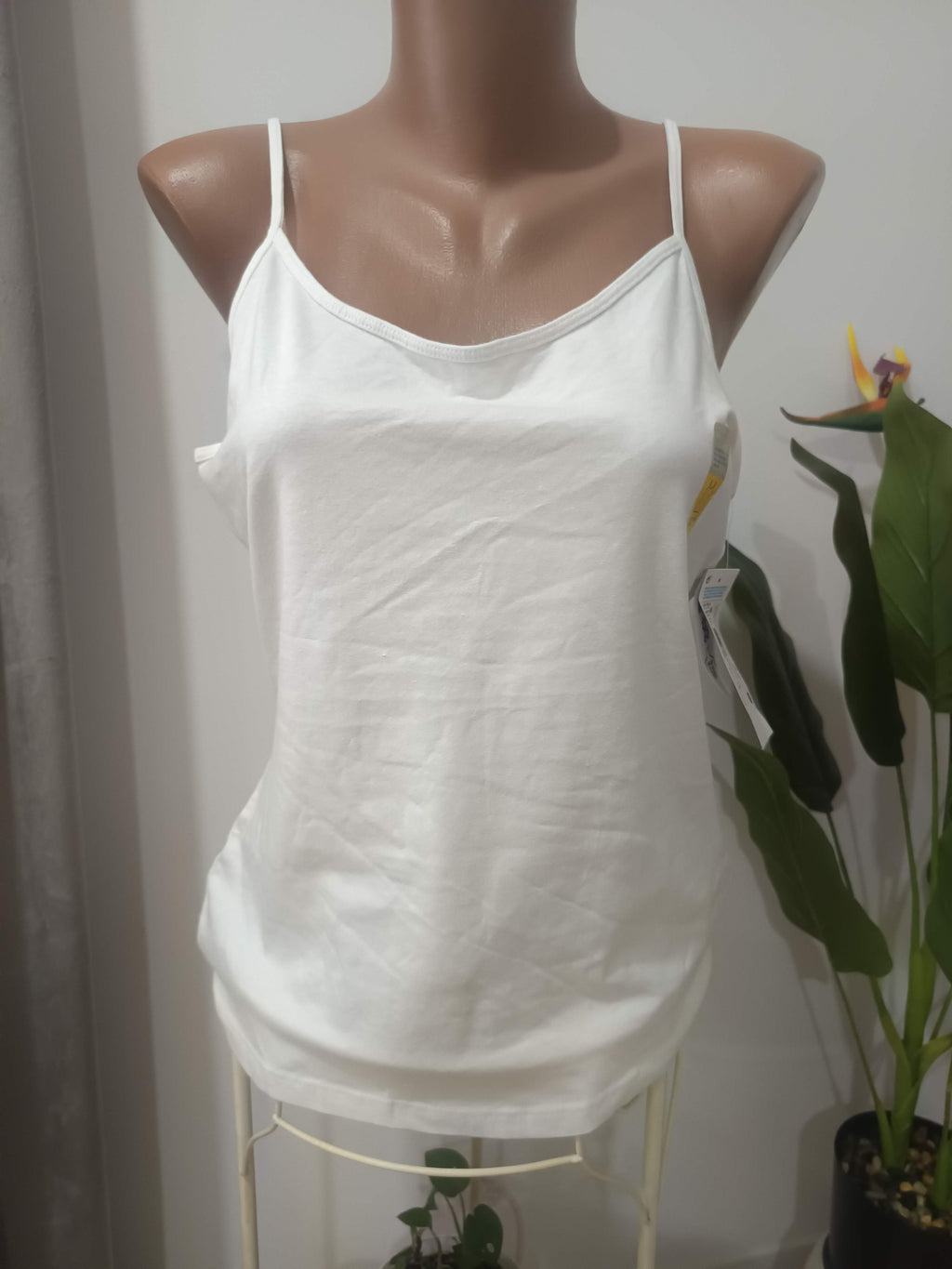 Maiou alb bretele subțiri cowl neck Primark - față