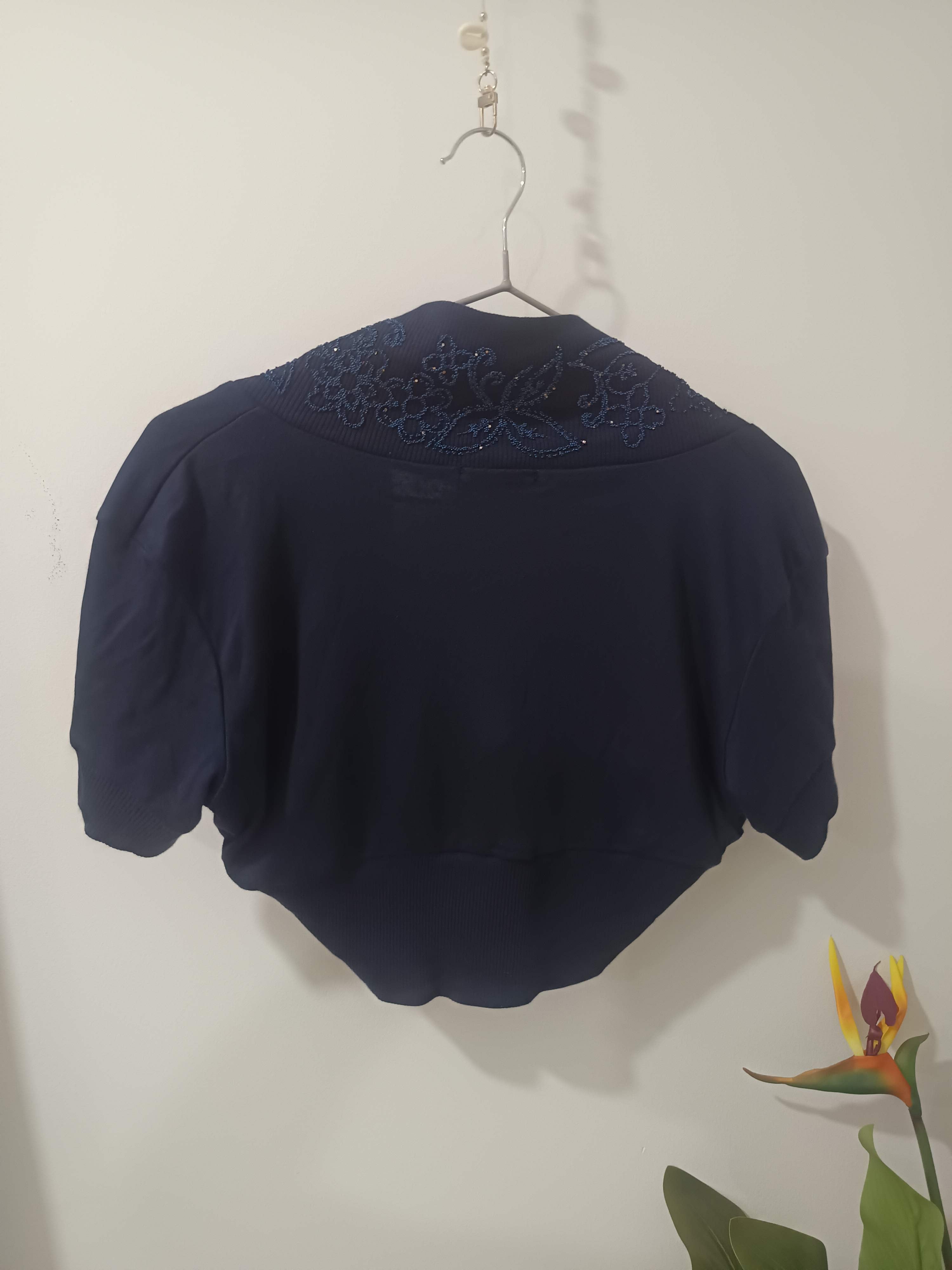Bolero bleumarin broderie florală mărgele Busy Collection - spate