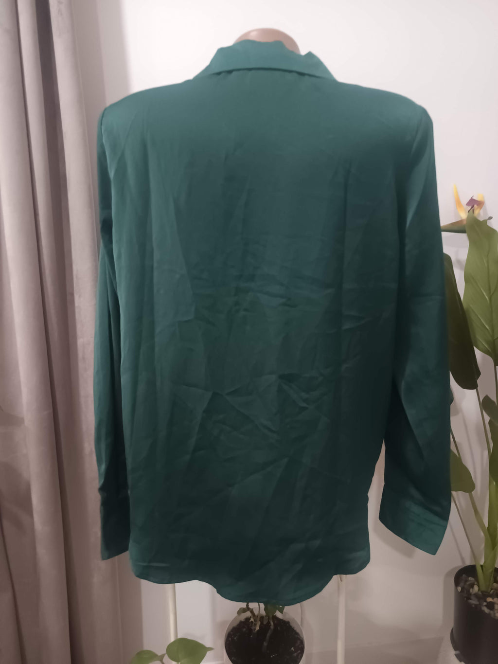 Cămașă satinată verde smarald Rosebullet - spate