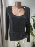 Top negru glitter lurex By Very - față