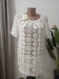 Bluza albă broderie geometrică ajurată Monsoon - față