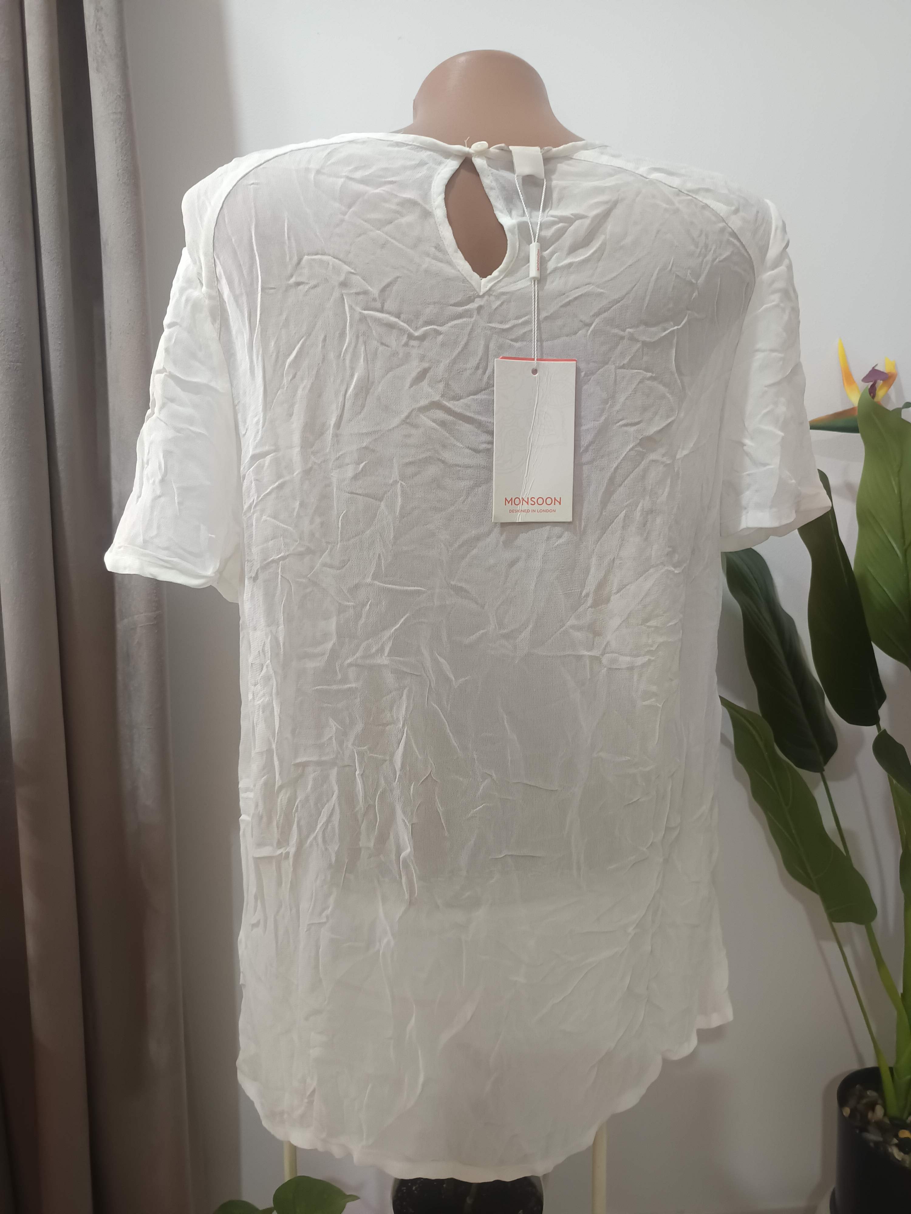 Bluza albă broderie geometrică ajurată Monsoon - spate