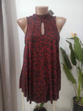 Rochie mini leopard roșu-negru guler înalt Next - față