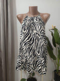 Rochie mini zebra print halter neck George - față