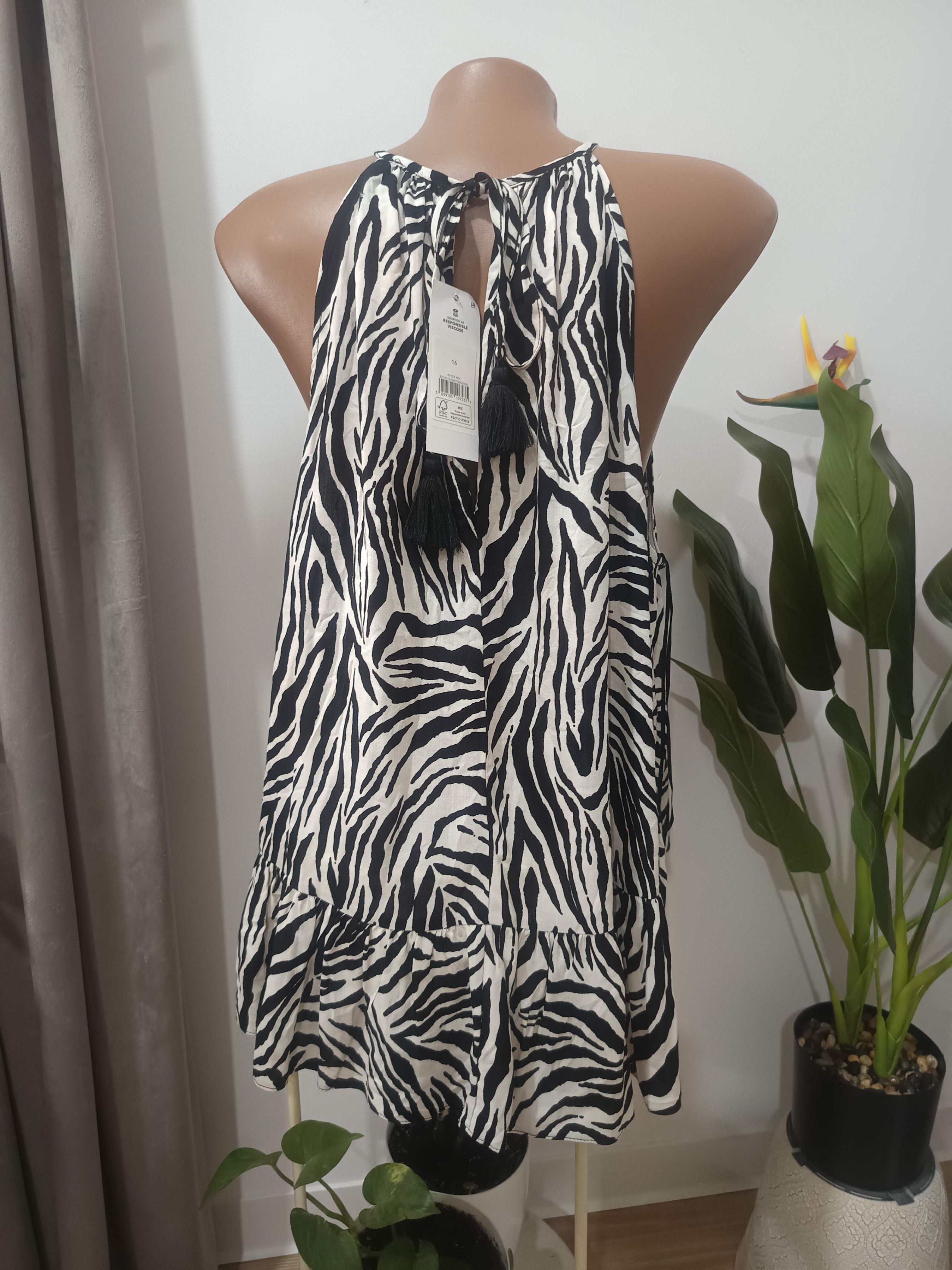 Rochie mini zebra print halter neck George - spate