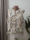 Bluza fără mâneci bej print geometric cercuri TU Woman - față