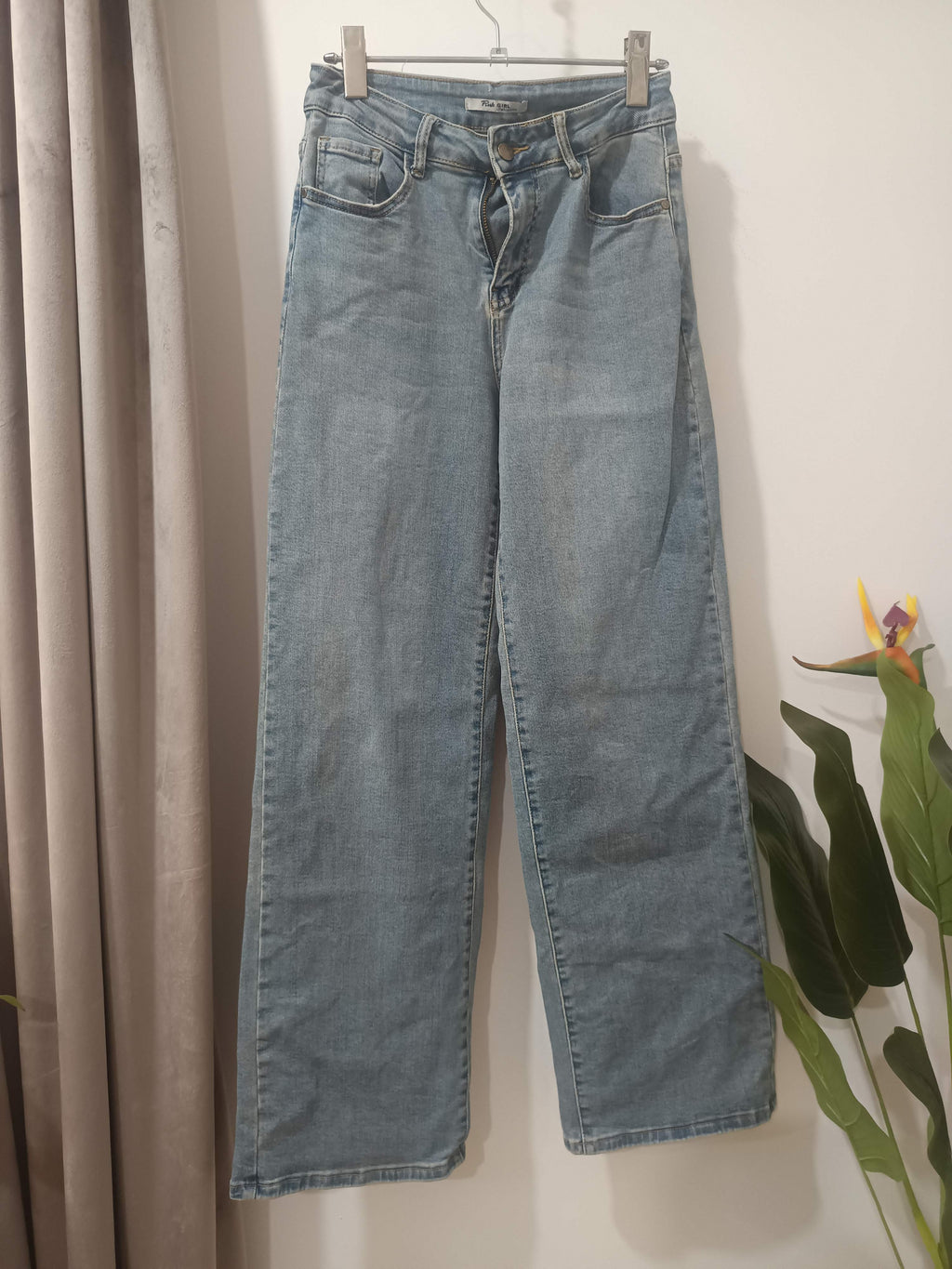 Jeans wide-leg light wash Pink - față