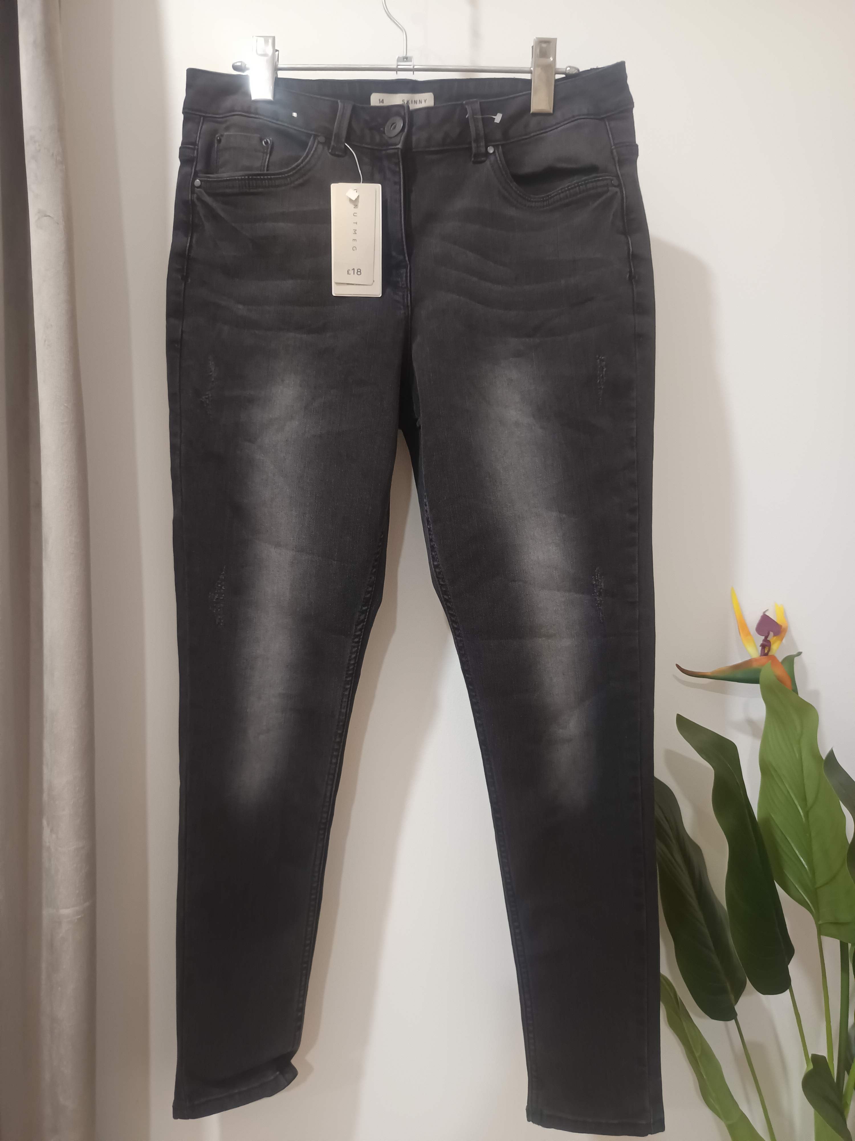Jeans skinny negri washed Nutmeg - față