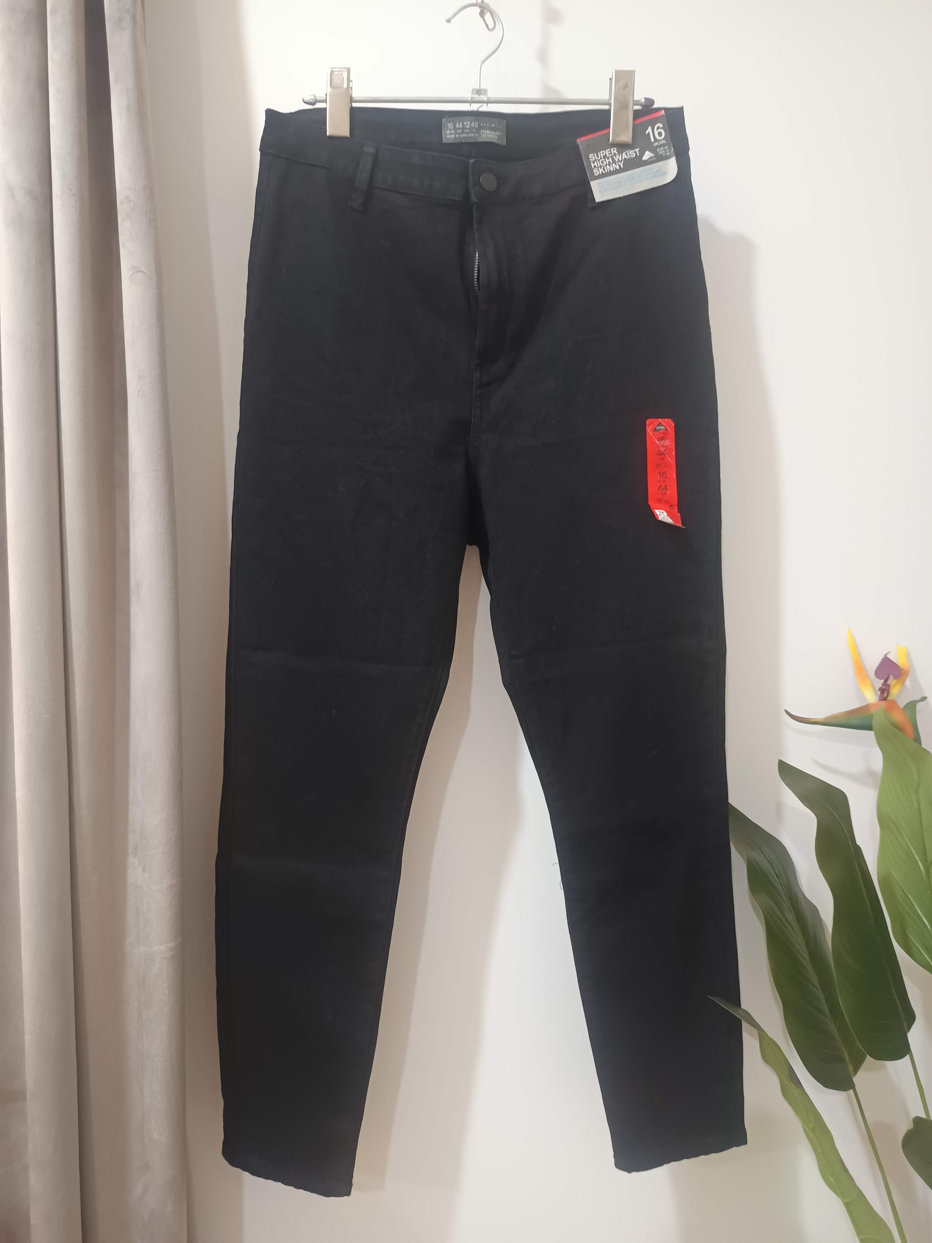 Jeans negri super high waist skinny Primark - față