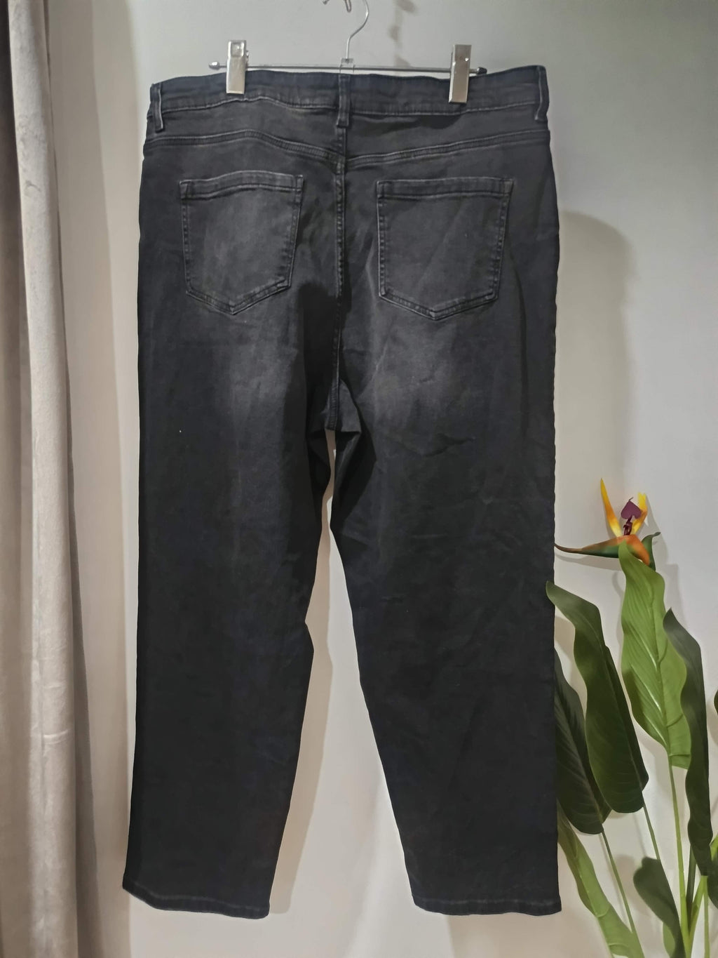 Jeans gri antracit washed straight fit George Denim Miley - spate