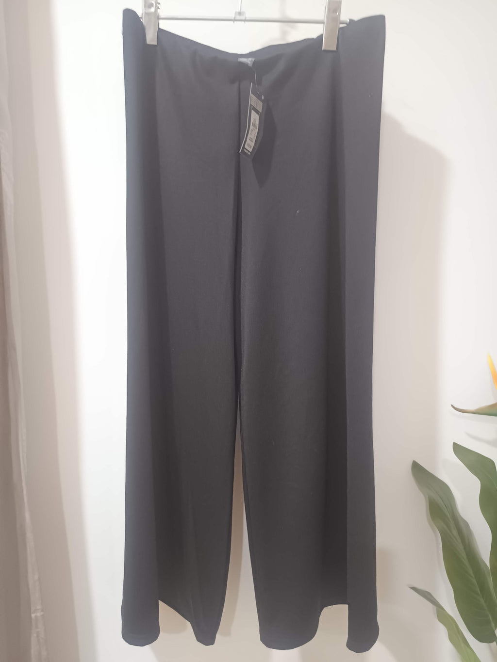 Pantaloni wide-leg gri antracit fluid Primark - față