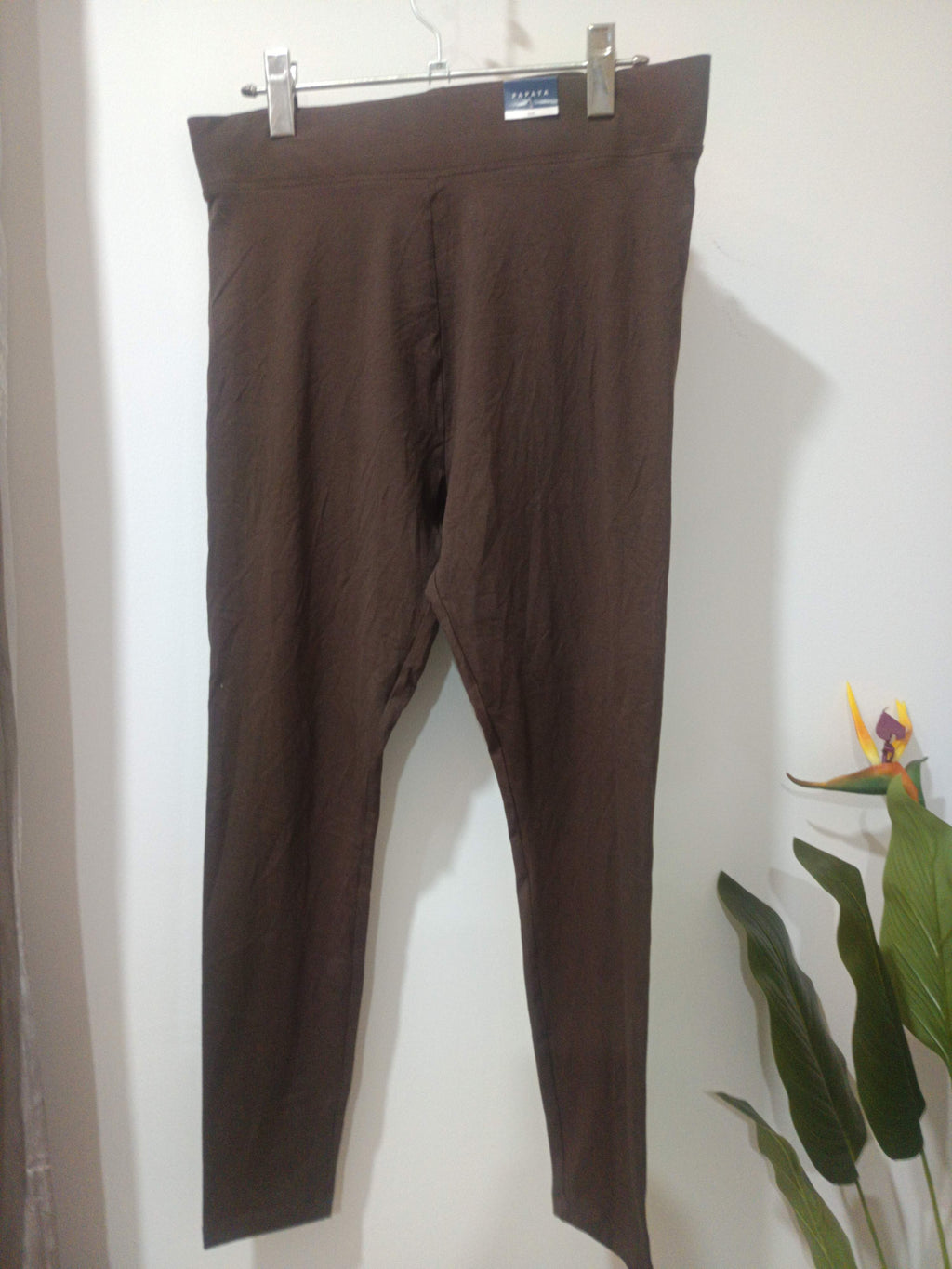 Leggings maro ciocolată satinat lucios Papaya - față