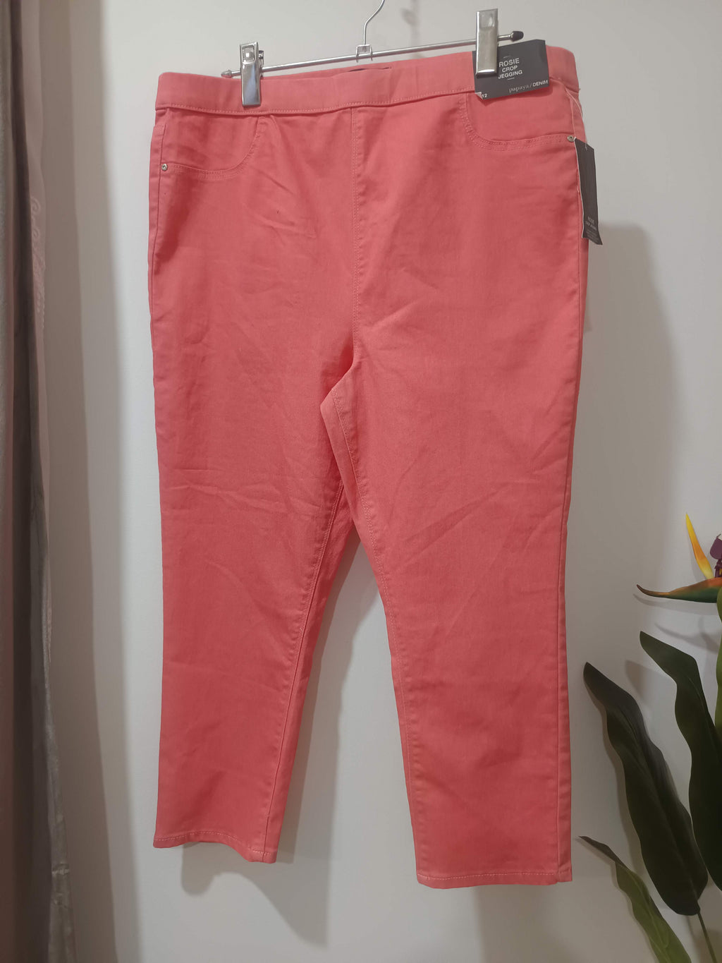 Jeggings crop corai denim stretch Papaya Rosie - față