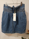 Fustă denim mini albastru talie înaltă River Island - față