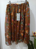 Fustă midi șifon maro caramel print floral Angela Moda - față