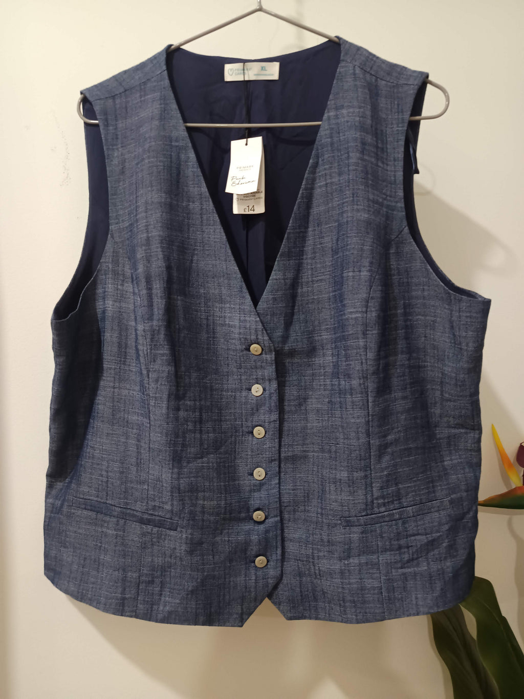 Vestă costum albastru denim melanj Primark - față