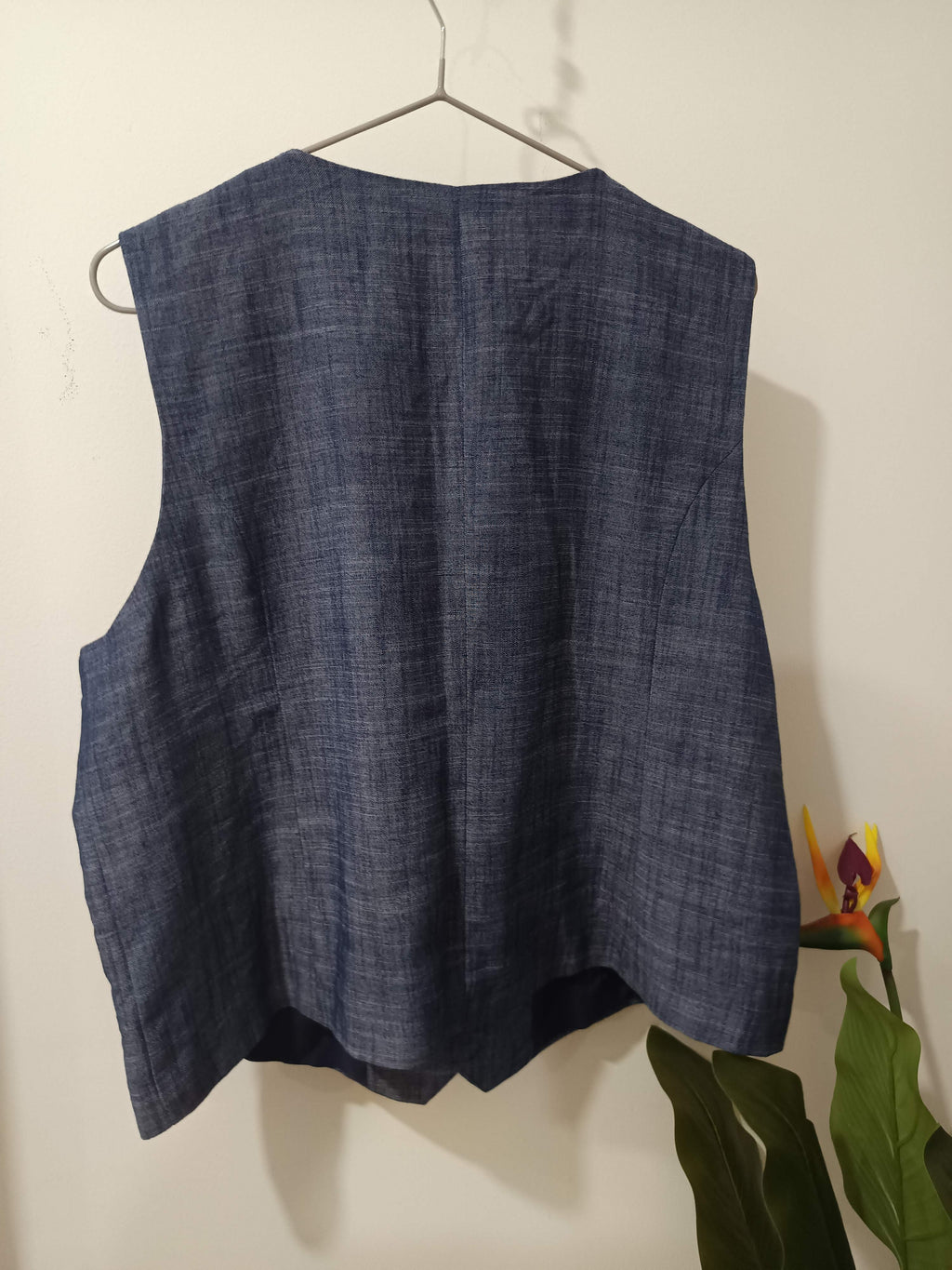 Vestă costum albastru denim melanj Primark - spate