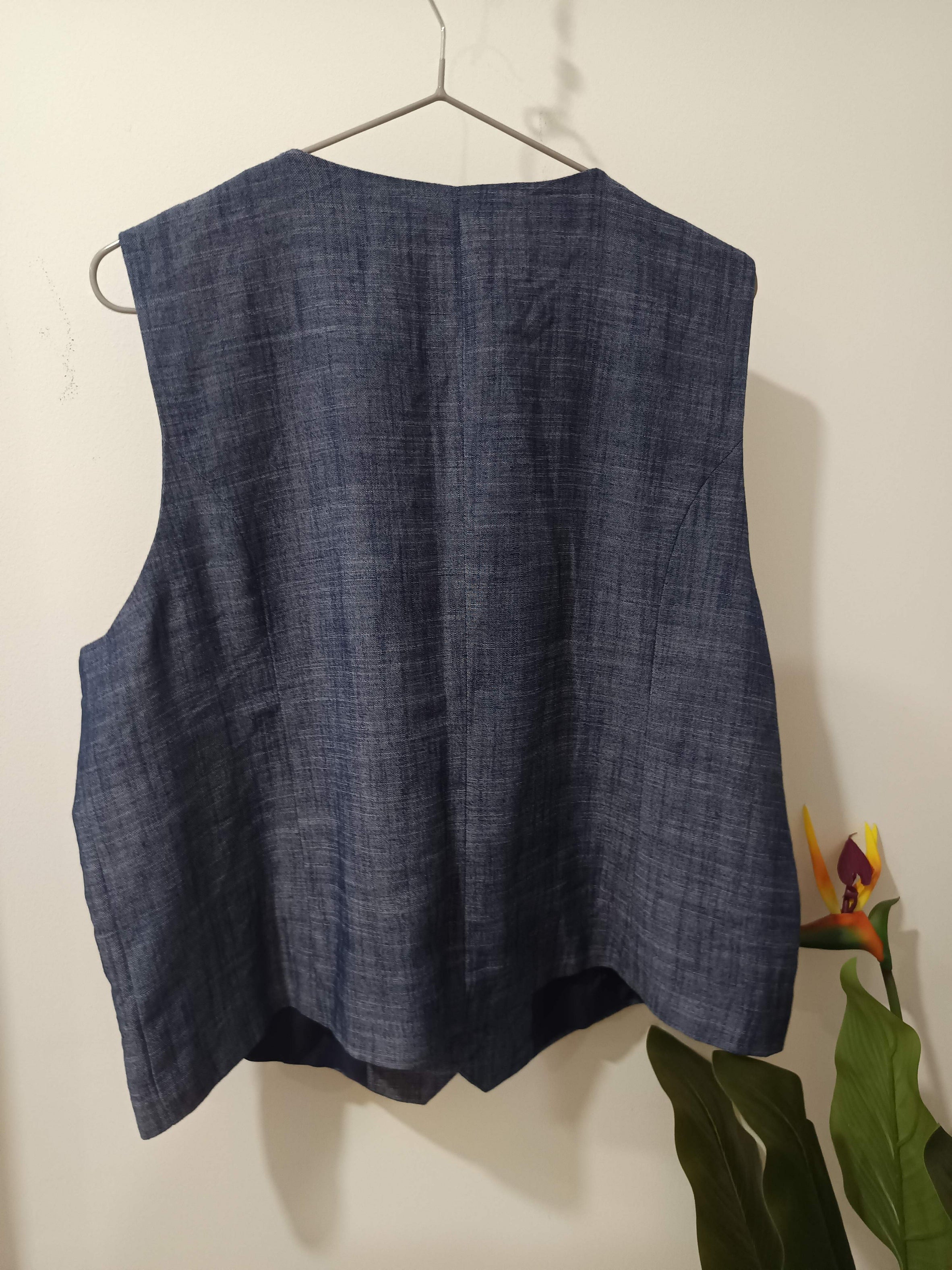 Vestă costum albastru denim melanj Primark - spate