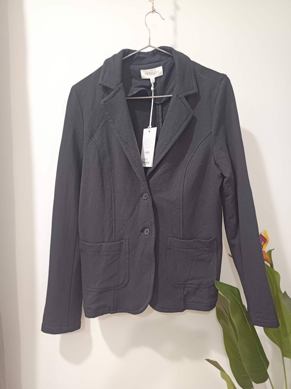 Blazer gri antracit jersey organic slim fit Thought - față